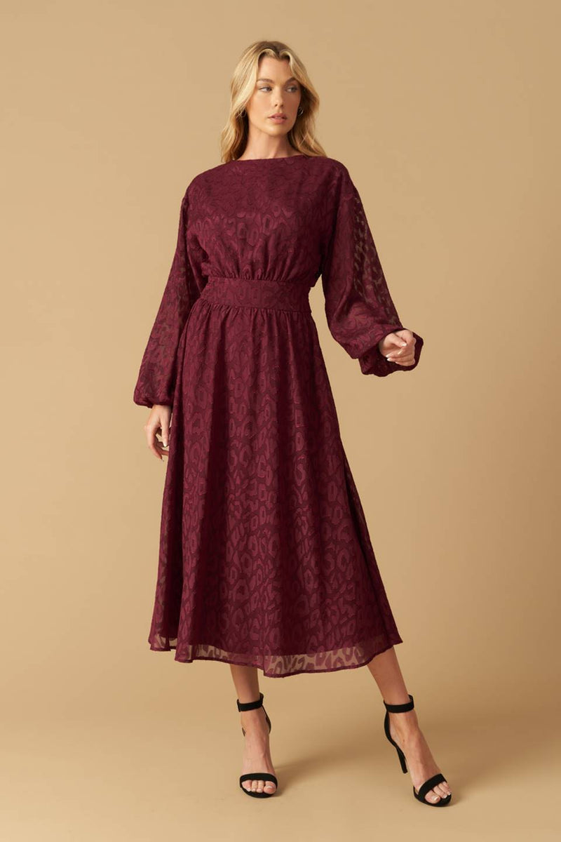 A Line Midi Cocktail Long Sleeve Formal Dress Flying Tomato ID21771